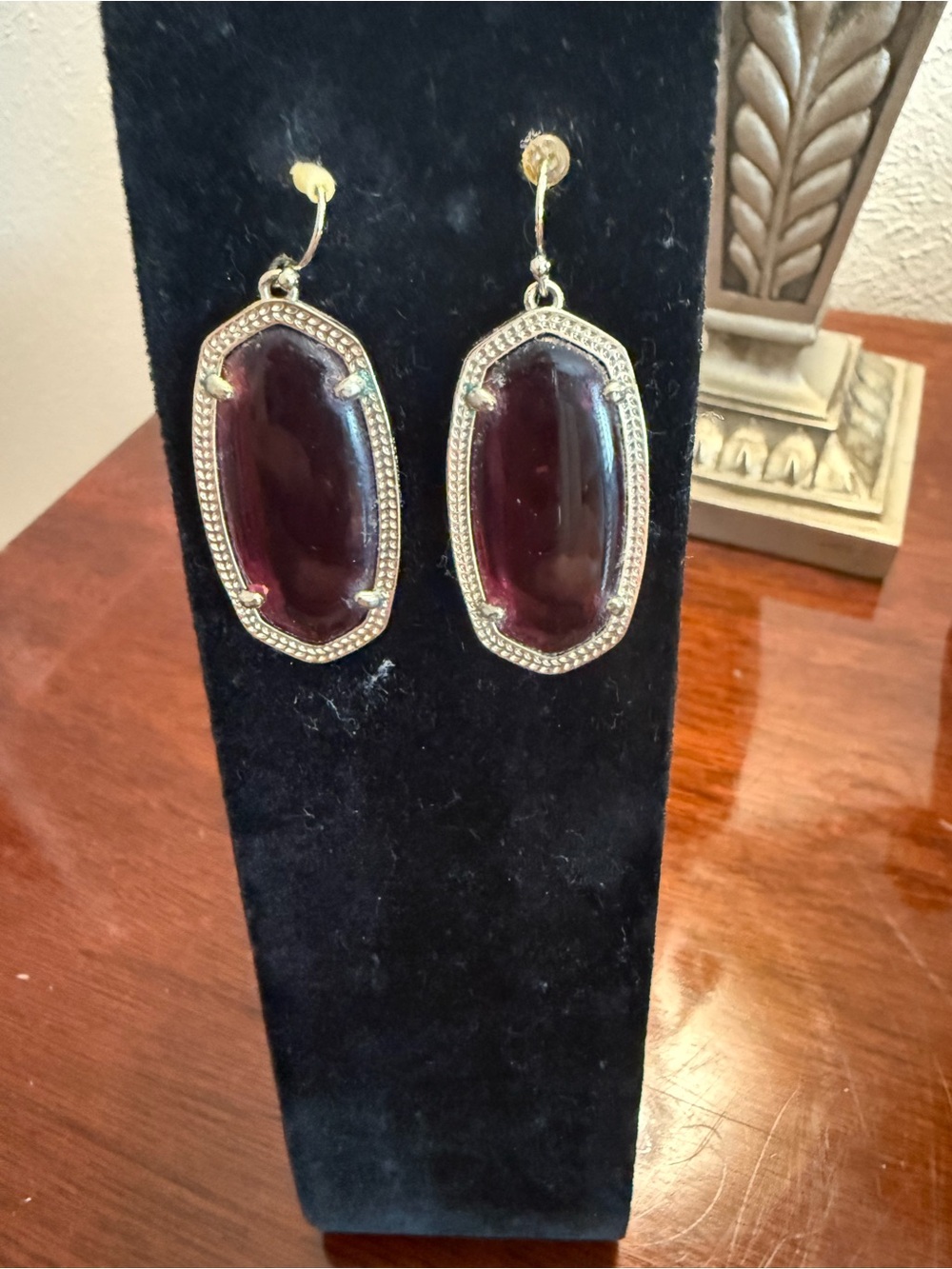 Kendra Scott Gold-Tone Drop Earrings in Deep Maroon